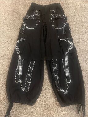 Tripp NYC Black Gothic Cargo Pants with Chains